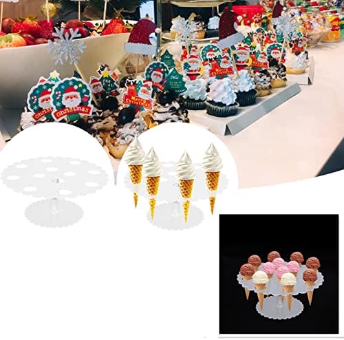 2 Пакет Акрилик сладолед Конус на Носителот да Стои 12 Дупки Јасно Конус Прикажувањето на Стенд Суши Рака се Тркалаат Стојат