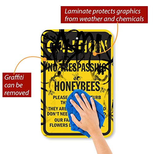 SmartSign Претпазливост: Не Trespassing - Honeybees Знак | 12 x 18 Алуминиумски