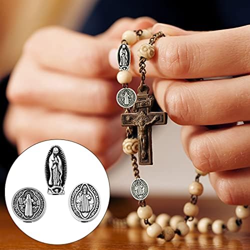 120 Парчиња Исус Марија Верски Бенедикт Medallion Spacer Монистра Шарм Накит Одлуки Додатоци Антички Легура Rosary Овална