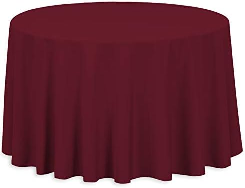 LinenTablecloth 108-Инчен Круг Полиестер Tablecloth Бургундија