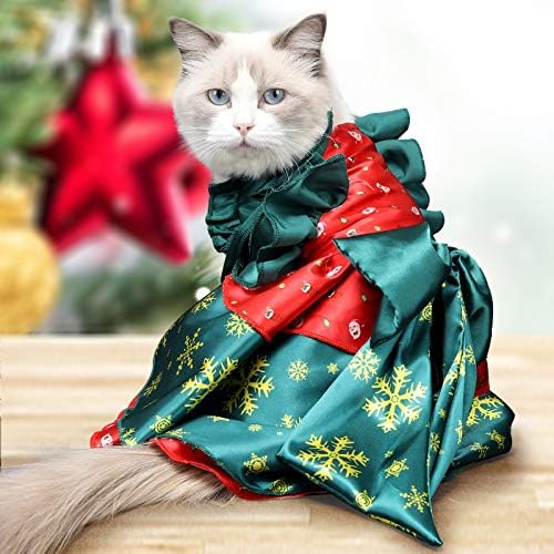 Heywean Мачка Божиќ Костимот Празник Облекување за Маче Божиќ Облека Лица Одговараат за Средни и Големи домашни Миленичиња