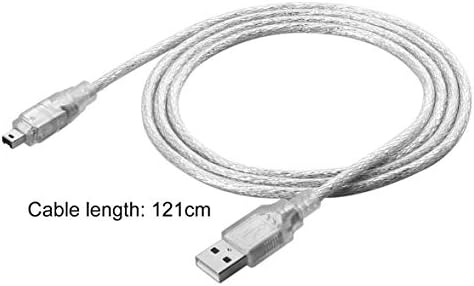 Emilykylie 1.2 m USB 2.0 Машки да Firewire iEEE 1394 4 Pin Машки iLink Адаптер Кабел Машки да Машки Кабел Светлина Бела