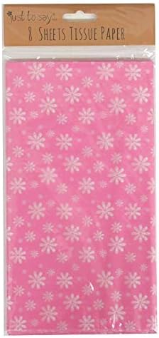 Само да се Каже Печатени Ткиво Хартија - Розови Цвеќиња - 8 Листови - Големина 26.7 x 19.7