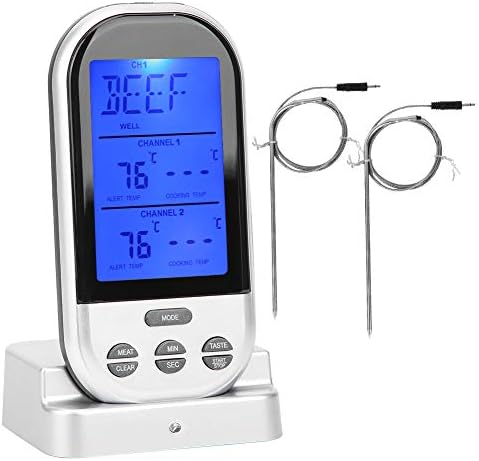 Скара Термометар, Месо Термометар, Температура аларм Двојна Сонда Дигитални за Бразилецот Пушач Печка за Готвење