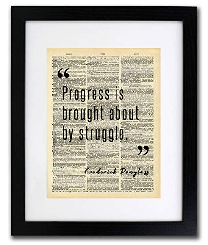 Фредерик Douglass - Напредок Е Доведена во Врска Со Борба - Гроздобер Цитати - Автентичен Upcycled Речник Уметност Печати