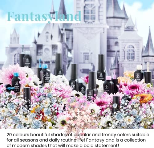 Бубачки 20Pcs Гел лак за Полнење со База на Врвот Палто - Fantasyland Колекција Зима Пролет Пастелни Розова боја се Виолетови