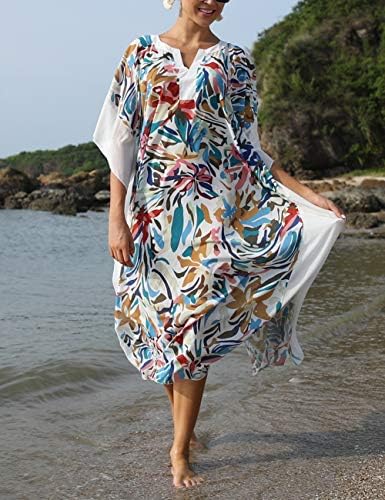 Bsubseach Жените Beachwear турски Kaftans Долг Костим за прикривање на Caftan Плажа Облечи